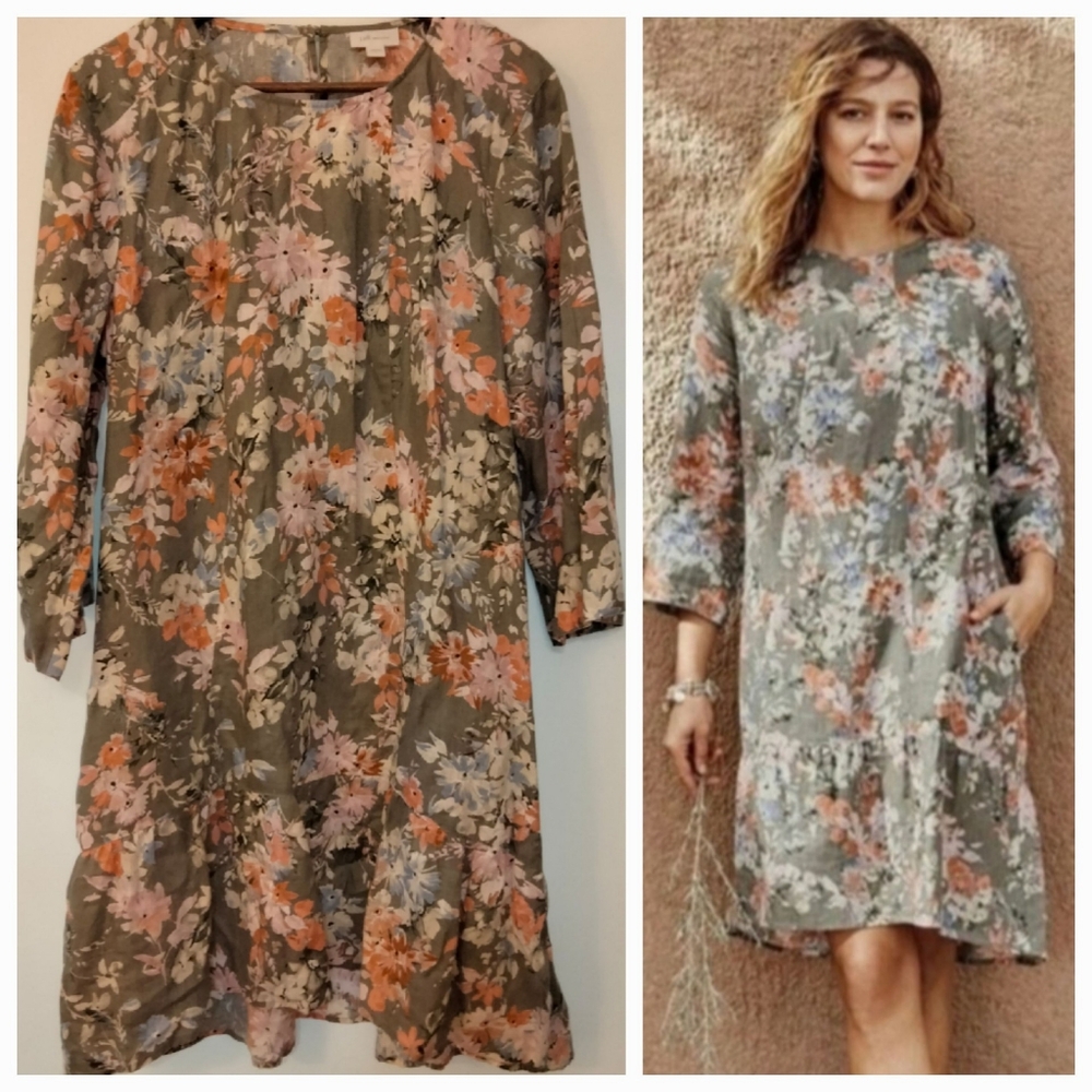 J.Jill love linen caraway floral bloom linen dress sz large